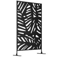 SICHTSCHUTZ,SCHWARZES Metall Pflanzenmotiv 122x45x198cm,schwarz - Schwarz, Metall (122/198cm) - Vallsero