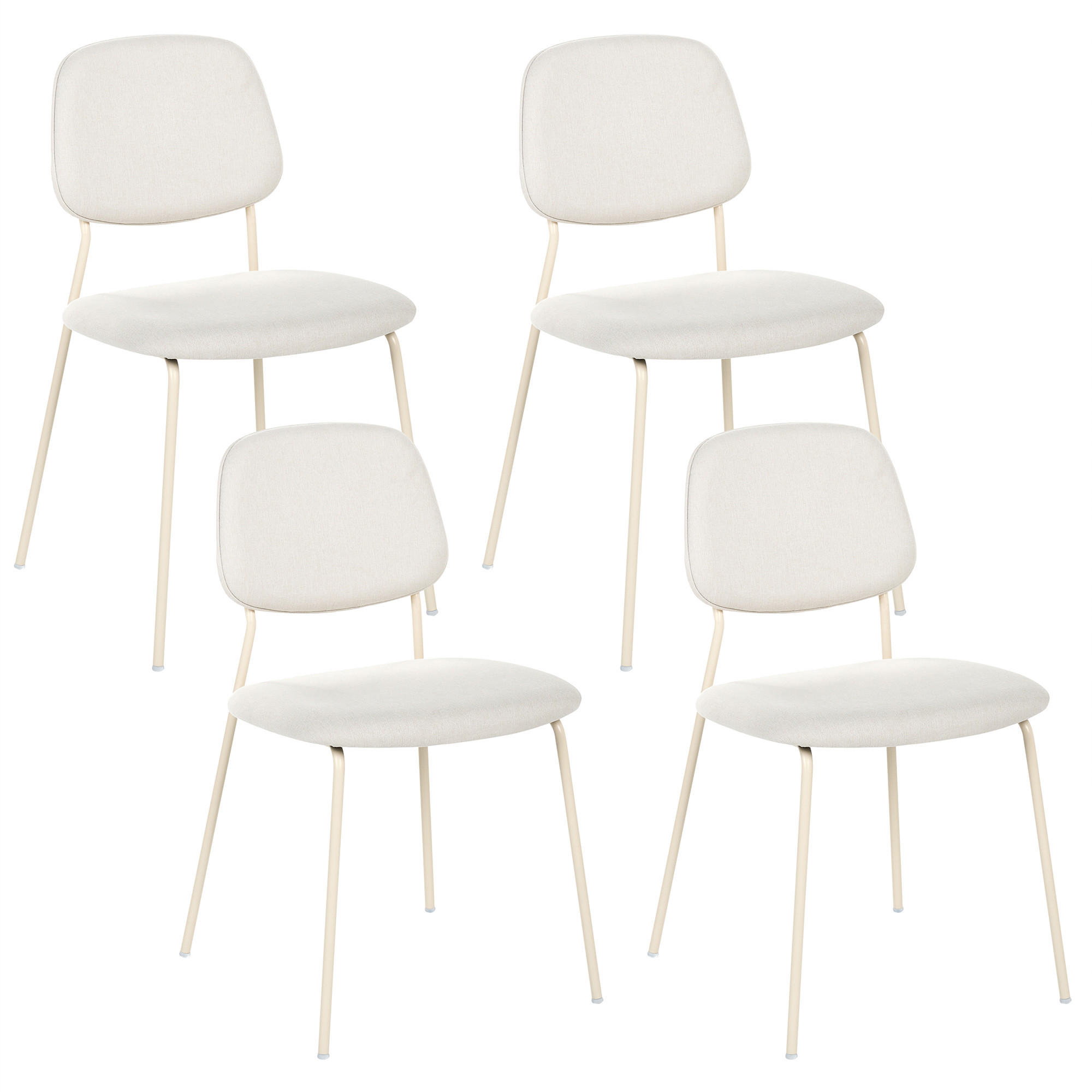 ESSZIMMERSTUHL 4er Set Stoff Cremeweiß Riley - Beige/Weiß, Textil/Metall (48/83/52cm) - Beliani