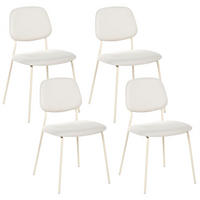 ESSZIMMERSTUHL 4er Set Stoff Cremeweiß Riley - Beige/Weiß, Textil/Metall (48/83/52cm) - Beliani
