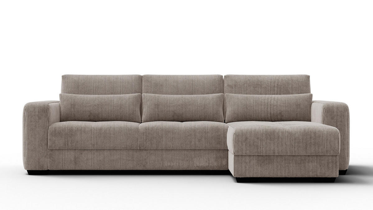 ECKSOFA OLI 4-Sitzer rechts, taupe - Taupe, Holz/Textil (295/172cm) - Courtois Laville