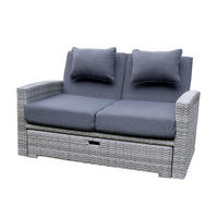 GARTEN-MULTIFUNKTIONSSOFA Sunny Grau Polyrattan ausklappbar für 2 Personen - Grau, Kunststoff (80/175/120cm) - Green Spirit