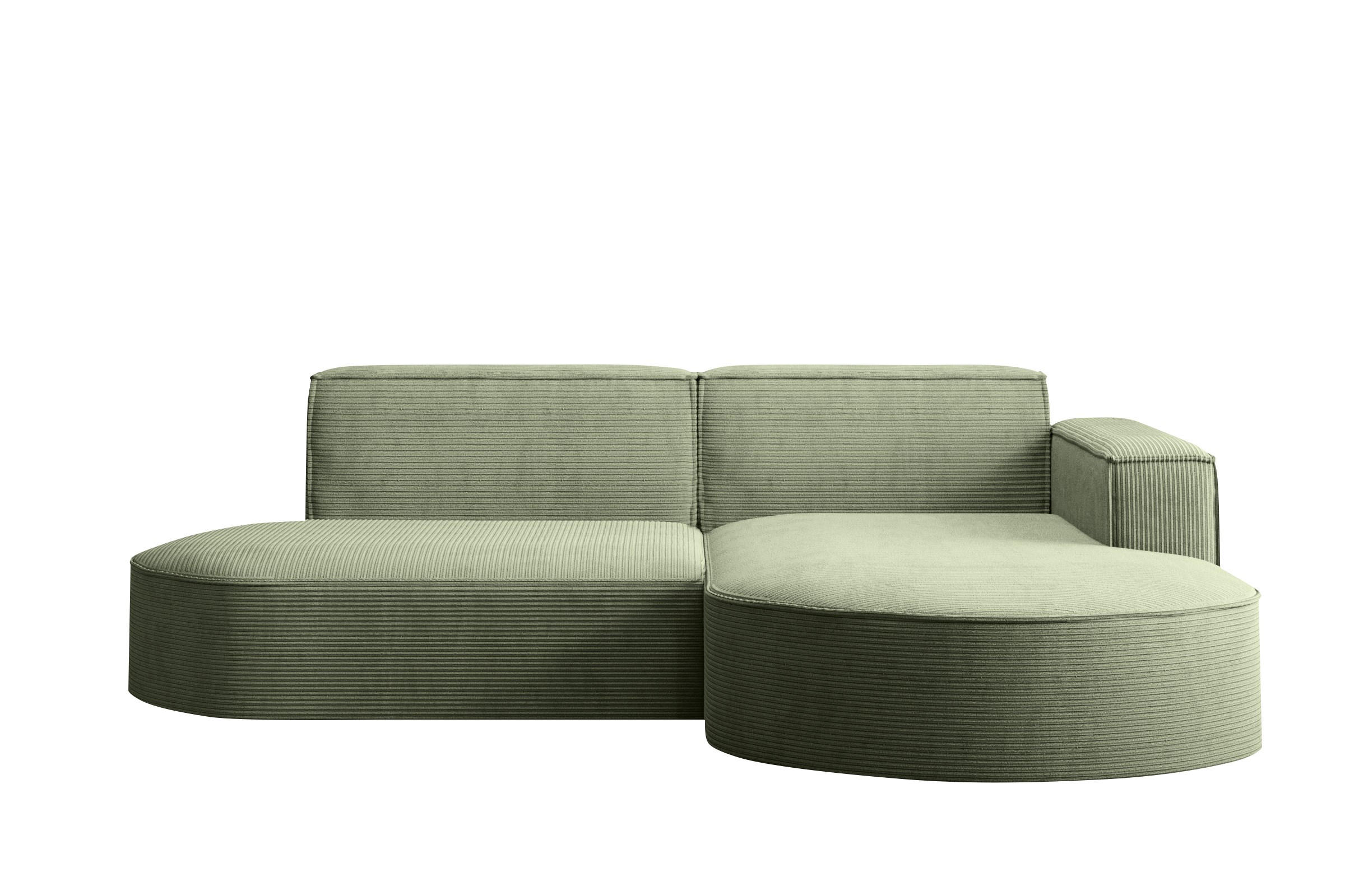 ECKSOFA Modena Studio, Cord Stoff Hellgrün Rechts - Hellgrün, Holzwerkstoff/Textil (236/165cm) - Kaiser Möbel