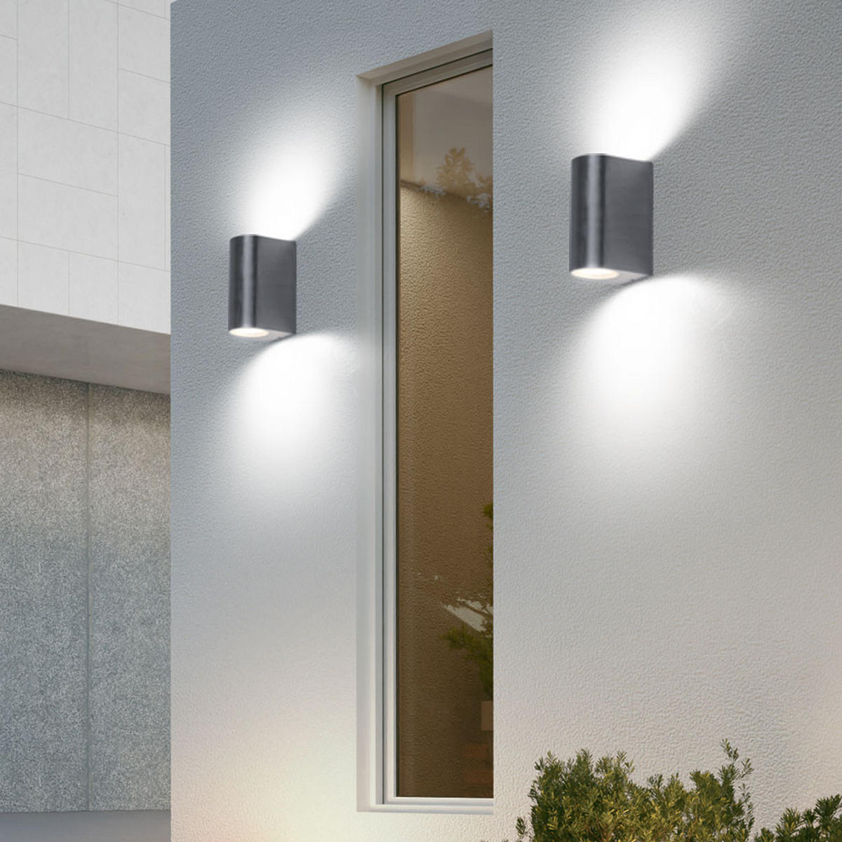 AUSSEN-WANDLEUCHTE Aluminium Silber 4er Set - Silberfarben, Glas (7/15.1/10cm)