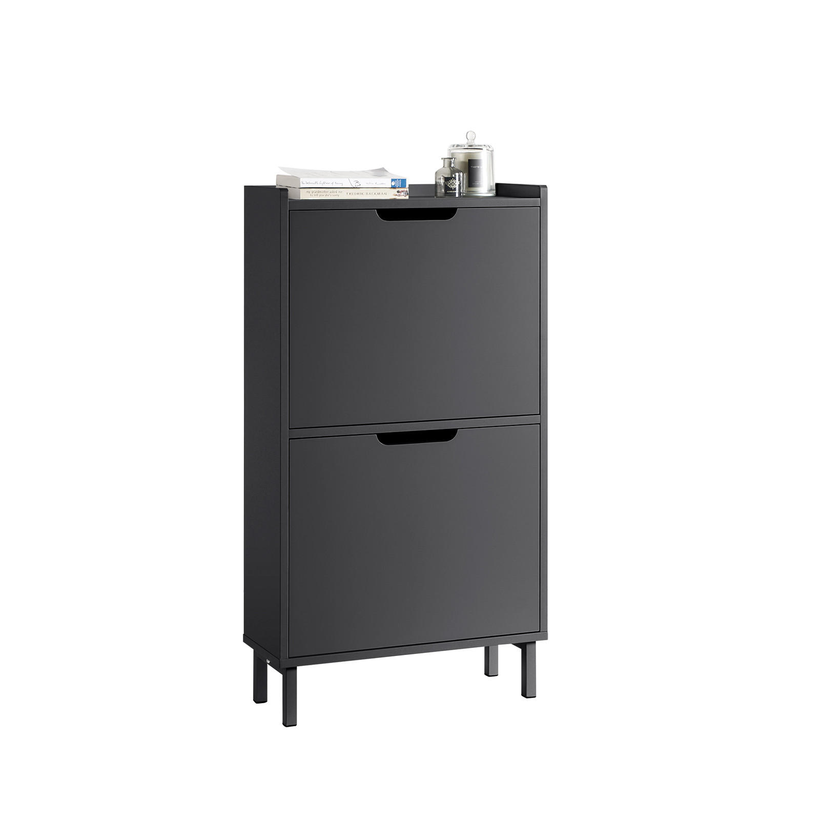 SCHUHSCHRANK Schwarz - Schwarz, Holzwerkstoff/Metall (50/91/19cm) - SoBuy