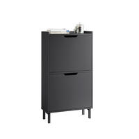 SCHUHSCHRANK Schwarz - Schwarz, Holzwerkstoff/Metall (50/91/19cm) - SoBuy