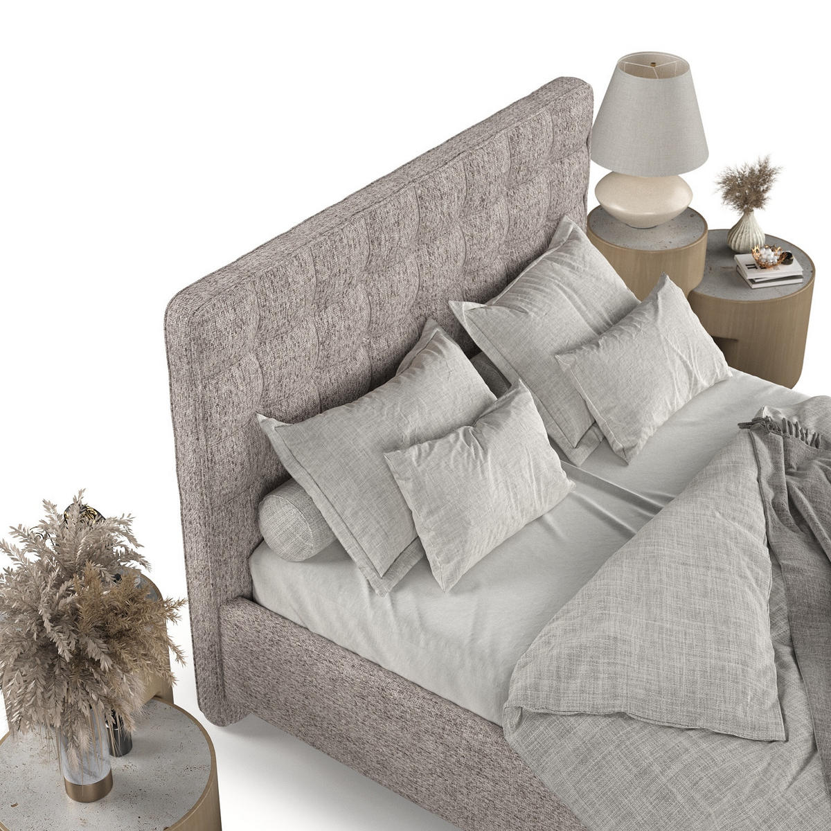 POLSTERBETT Paloma 120/200 cm Beige im Neve Stoff - Beige/Naturfarben, Holz/Holzwerkstoff (120/200cm) - AltaBeds