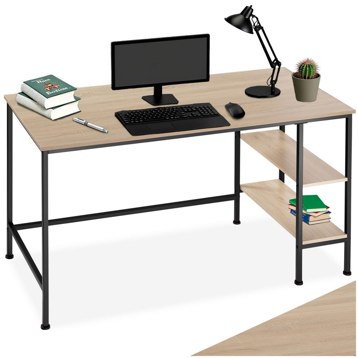 SCHREIBTISCH Donegal,140 x 60 x 76,5 cm,Industrial Holz hell, Eiche Sonoma - Naturfarben, Holz (140/60/76.5cm) - tectake