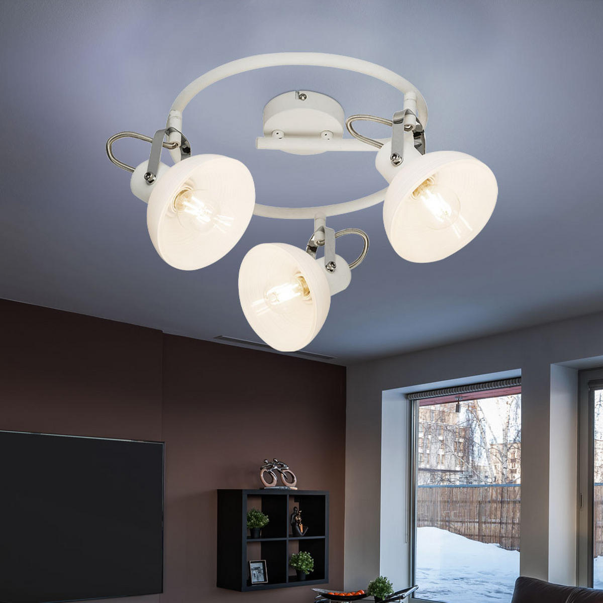 LED DECKENLEUCHTE Amory Weiß Metall - Weiß, Glas (35/45/25cm)