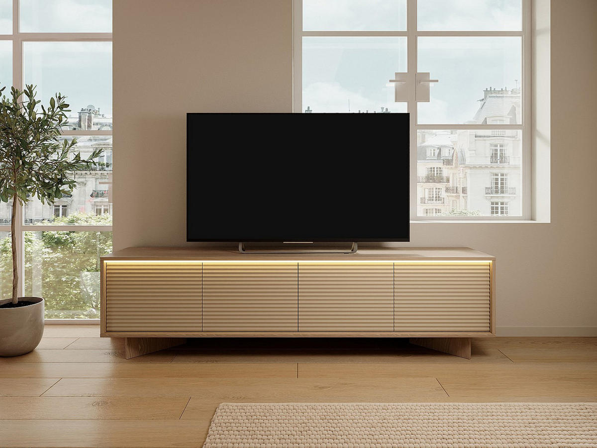 TV-BOARD - 204 cm x 54.4 cm - holz - beige, naturfarben hell Mayrona - Beige/Naturfarben, Holz (204/40/54.4cm) - Vente-Unique