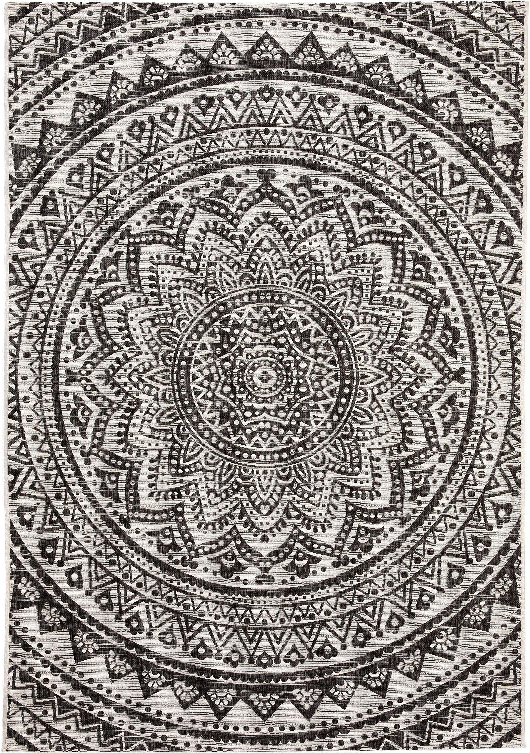 OUTDOORTEPPICH Cleo Weiß/Schwarz 120x170 cm - Weiß, Textil (120/170cm) - benuta Nest