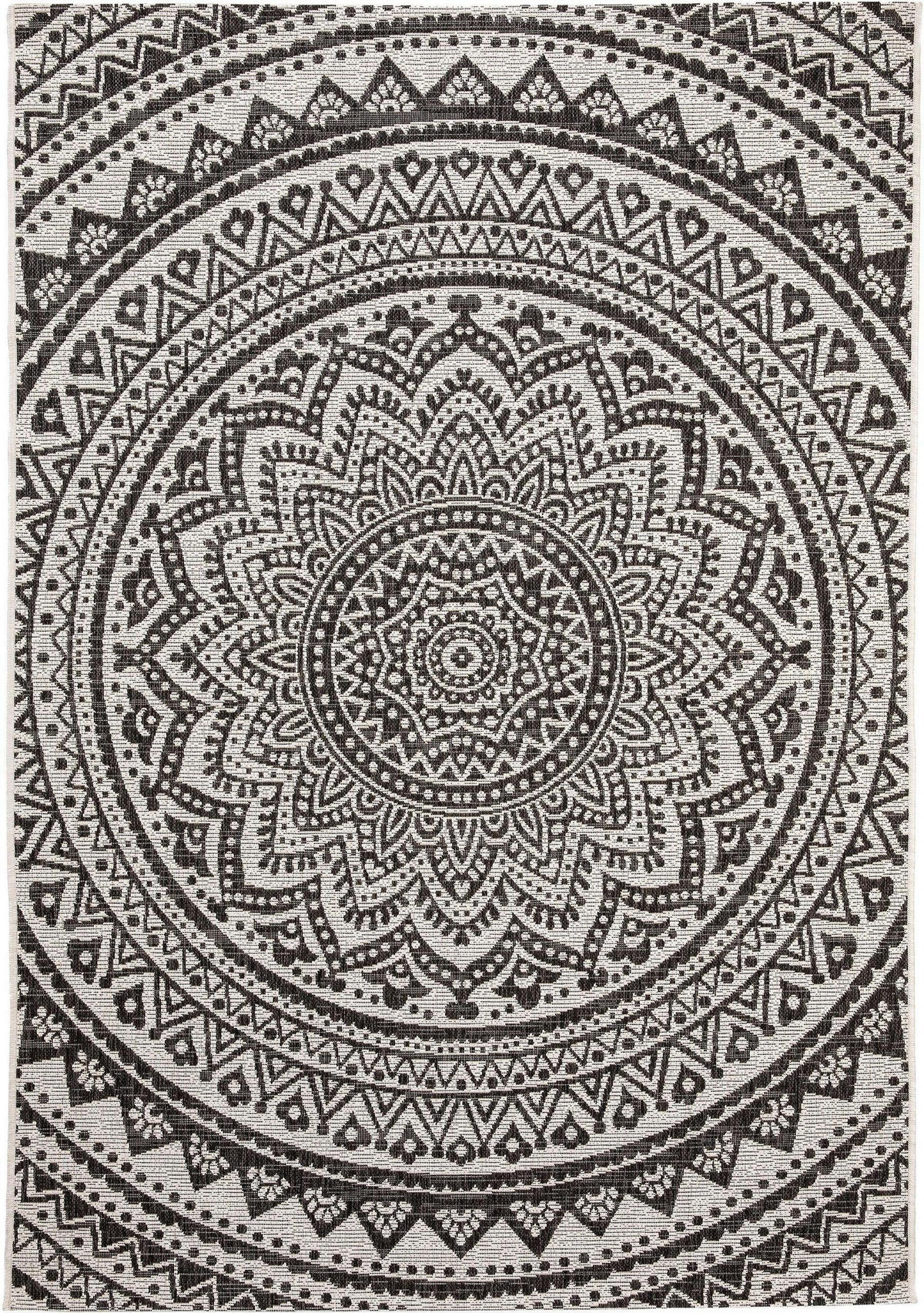 OUTDOORTEPPICH Cleo Weiß/Schwarz 120x170 cm - Weiß, Textil (120/170cm) - benuta Nest