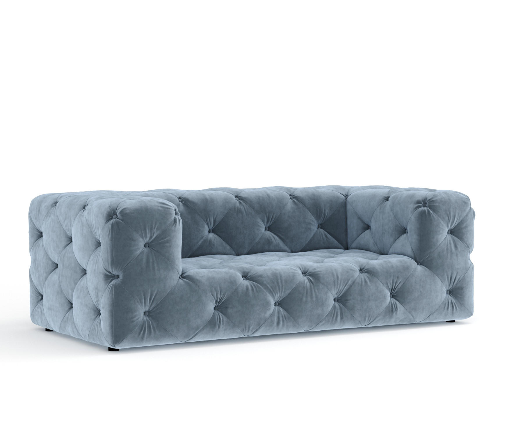 2-SITZER-SOFA Cosimo Blau Grau Samtstoff - Blaugrau/Schwarz, Holz/Holzwerkstoff (193/71/100cm) - Maison de Reve