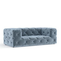 2-SITZER-SOFA Cosimo Blau Grau Samtstoff - Blaugrau/Schwarz, Holz/Holzwerkstoff (193/71/100cm) - Maison de Reve