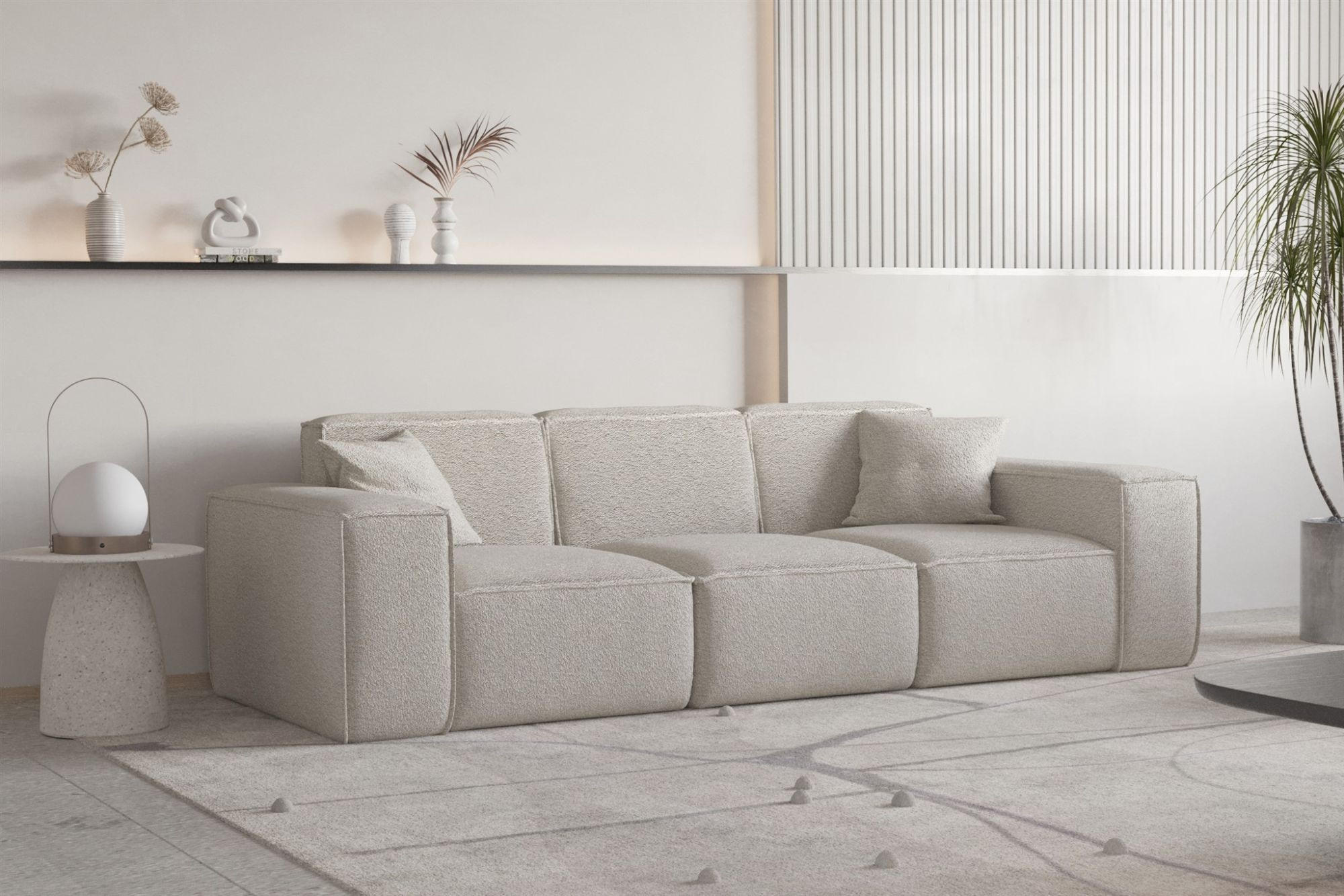 SOFA Celes Premium 3-sitzer Ascot Bukla - Beige, Holzwerkstoff/Textil (225/73/88cm) - Fun Möbel