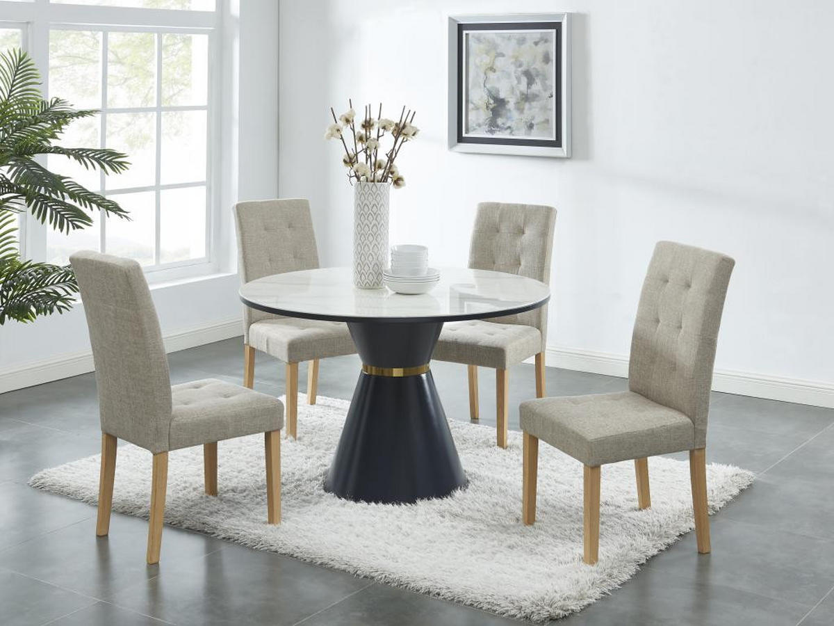 STUHL 2er-Set - Stoff & Holz - Beige - VILLOSA - Creme, Textil (61/100/48cm) - Vente-Unique