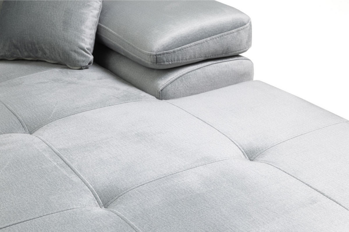 ECKSOFA U-Form ALONZO MAXI U mit Schlaffunktion 125x318 Velours Hellgrau - Silberfarben/Hellgrau, Holz/Textil (400/90/203cm) - Muffo