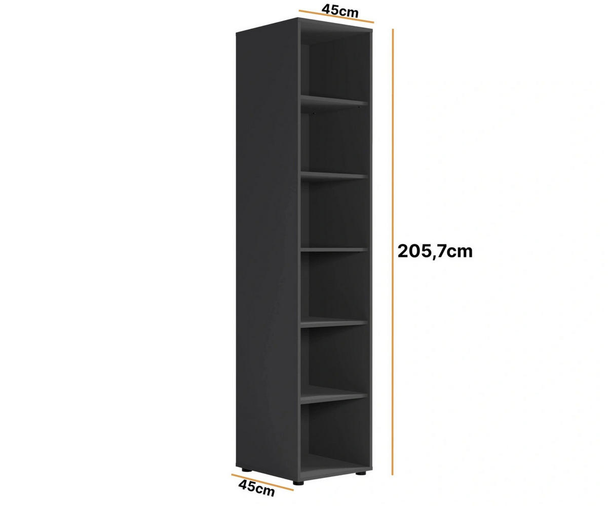 REGAL Schwarz Matt - 45 cm - Modena - Schwarz, Holzwerkstoff (45/206/45cm) - Ravio
