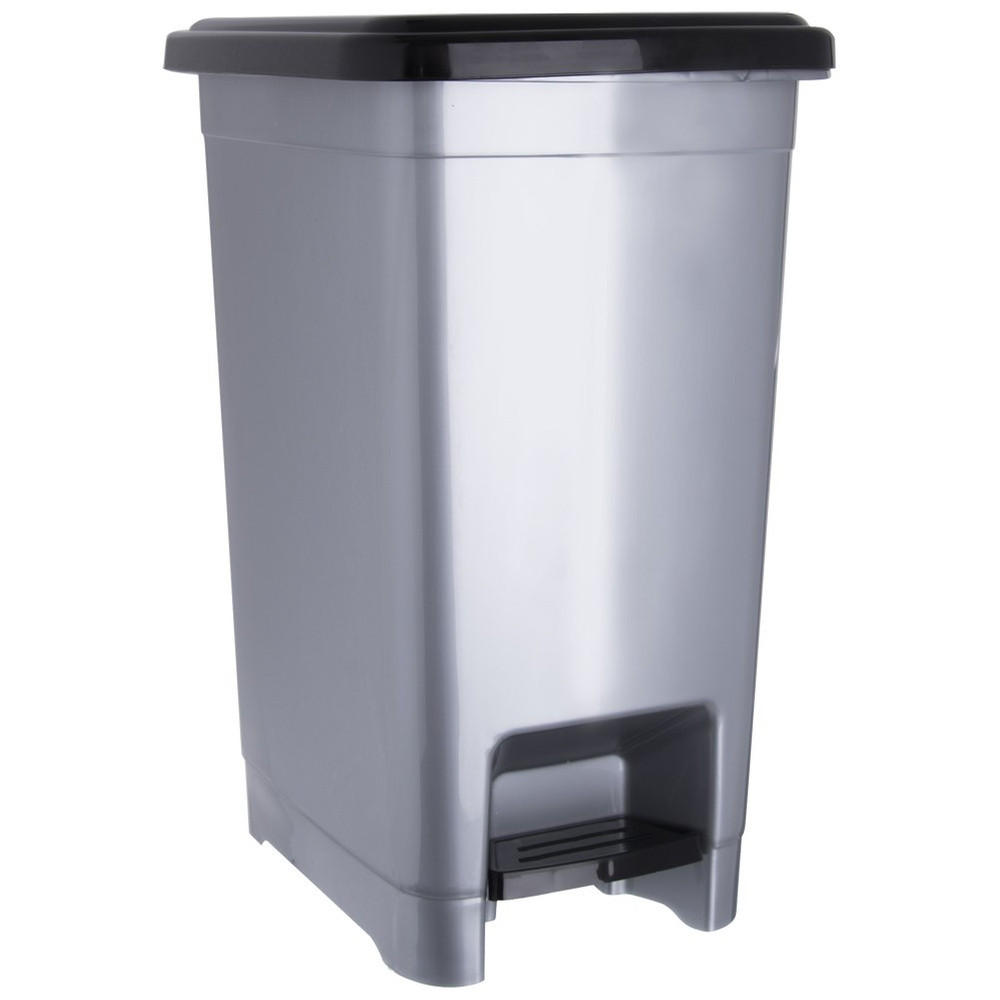 ABFALLEIMER, schmal, mit Pedal, Kunststoff, grau, 25 l - Grau, Kunststoff (20/50/40cm) - Orion 