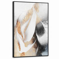 LEINWAND Bilder mit Rahmen - Luxus - Abstrakt - Gold - Weiß - 100x150 - Goldfarben, Textil (100/150cm) - MuchoWow