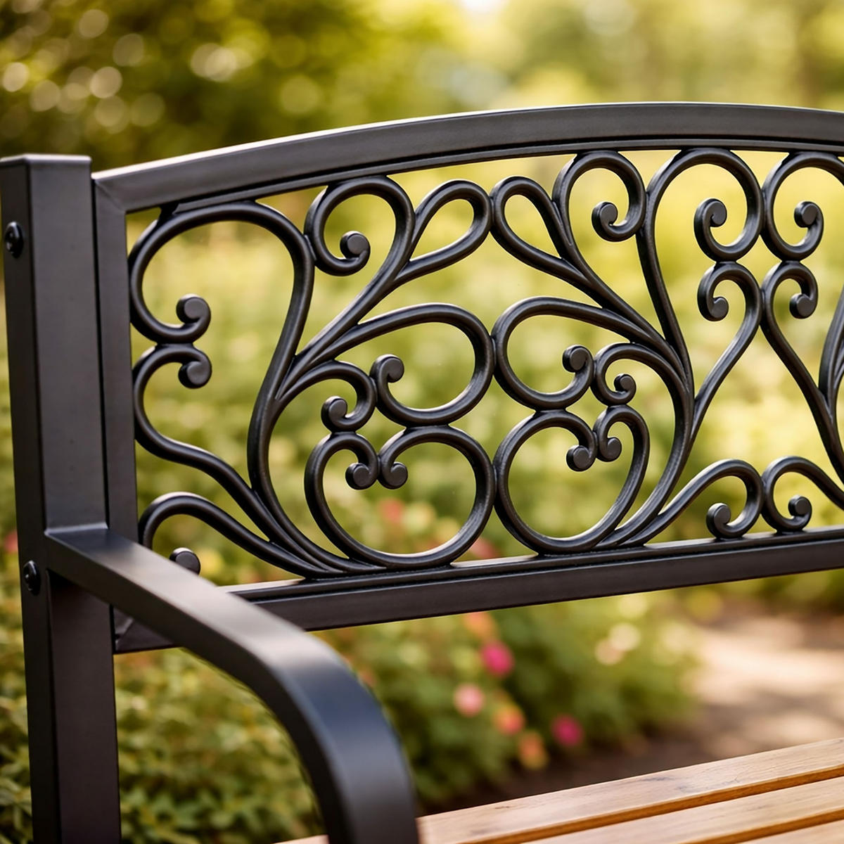 GARTENBANK NERINA Schwarz 118 x 87 x 51,5 cm - Schwarz/Braun, Holz/Metall (118/87/51.5cm) - Akord