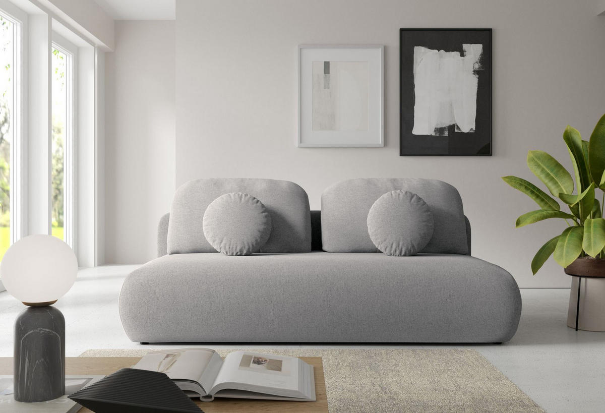 SOFA Grau OTO Ausziehbar Mit Bonnellfederung - Grau, Textil (206/90/92cm) - Sepro Meble