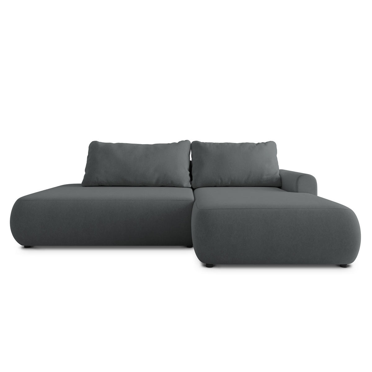ECKSOFA NUVIRA CL R-S Grau Samtstoff mit Schlaffunktion - Grau, Holzwerkstoff/Textil (279/158cm) - MASSENO