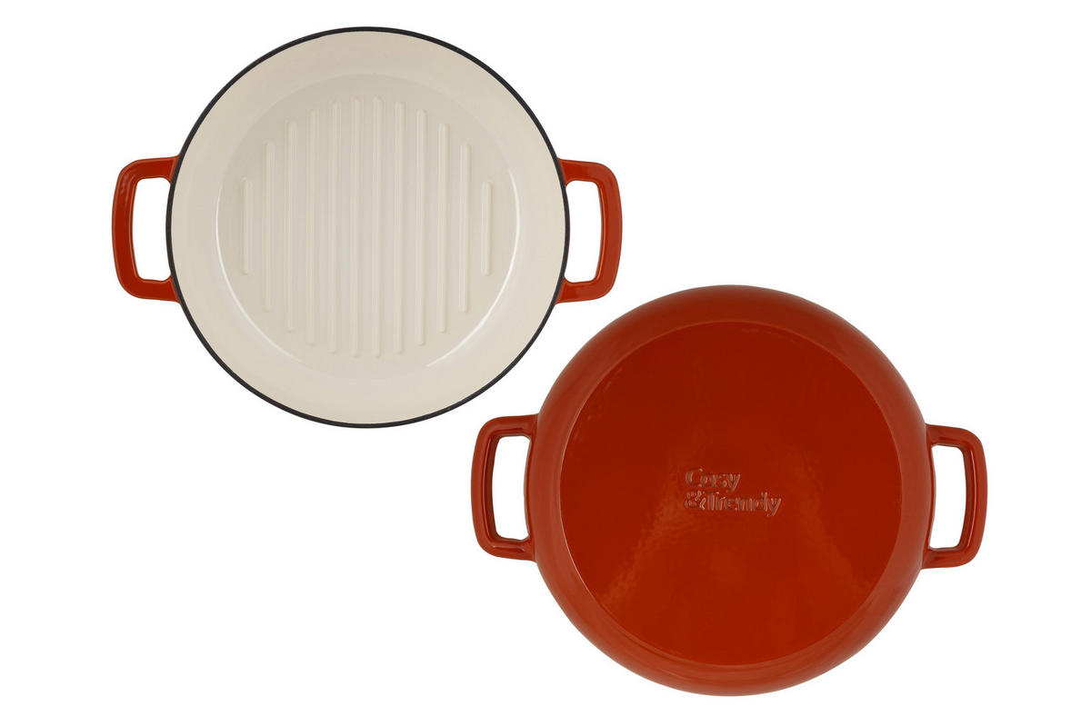 GRILLPFANNE Fontestic Gusseisen Rost Ø 28 cm – emailliert - Orange, Keramik (1/2/6cm) - Cosy & Trendy