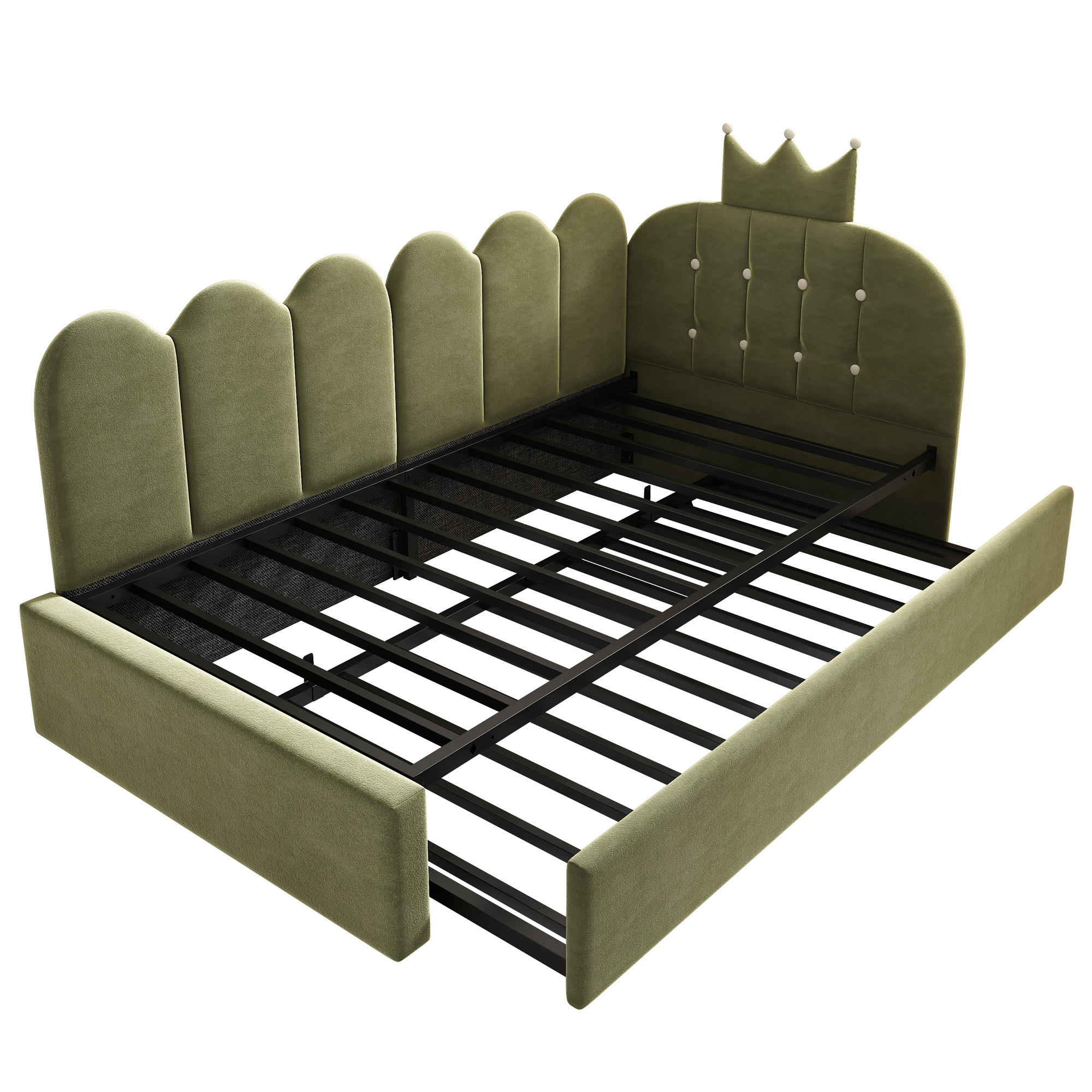 AUSZIEHBETT 90/190-200 cm DE-00312, in Grün, Gitter Design - Grün, Metall (90/200cm) - ComfortXL