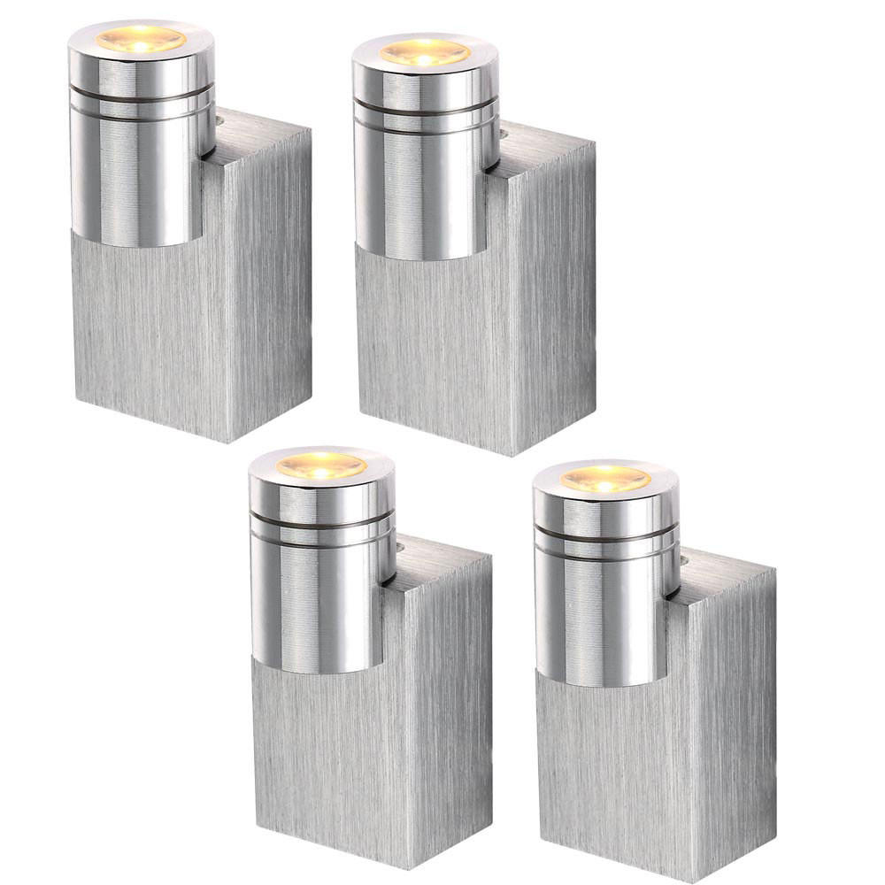 LED WANDLEUCHTE GORDON Silber gebürstet 4er Set - Silberfarben, Metall (8.3/4.5/4cm)
