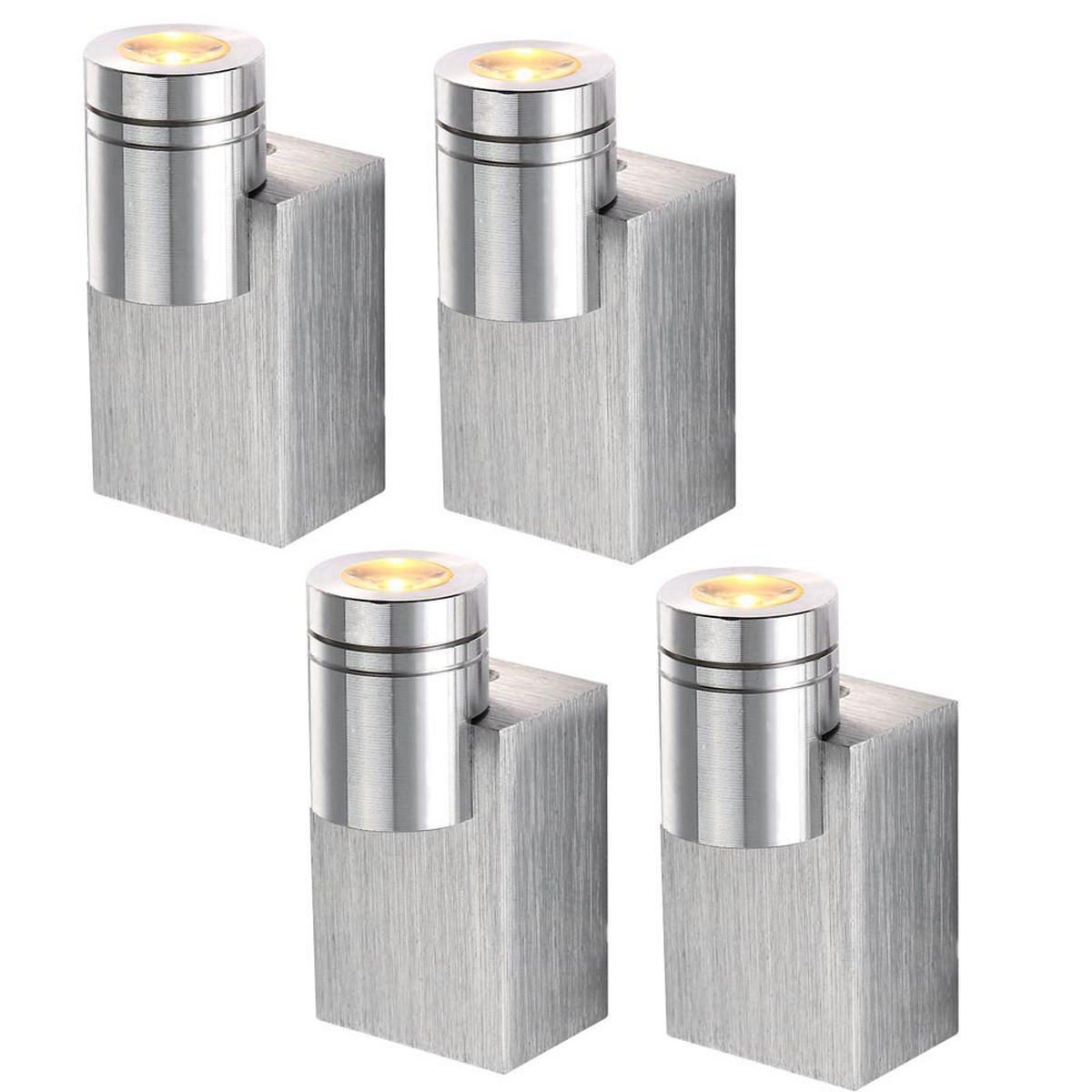 LED WANDLEUCHTE GORDON Silber gebürstet 4er Set - Silberfarben, Metall (8.3/4.5/4cm)