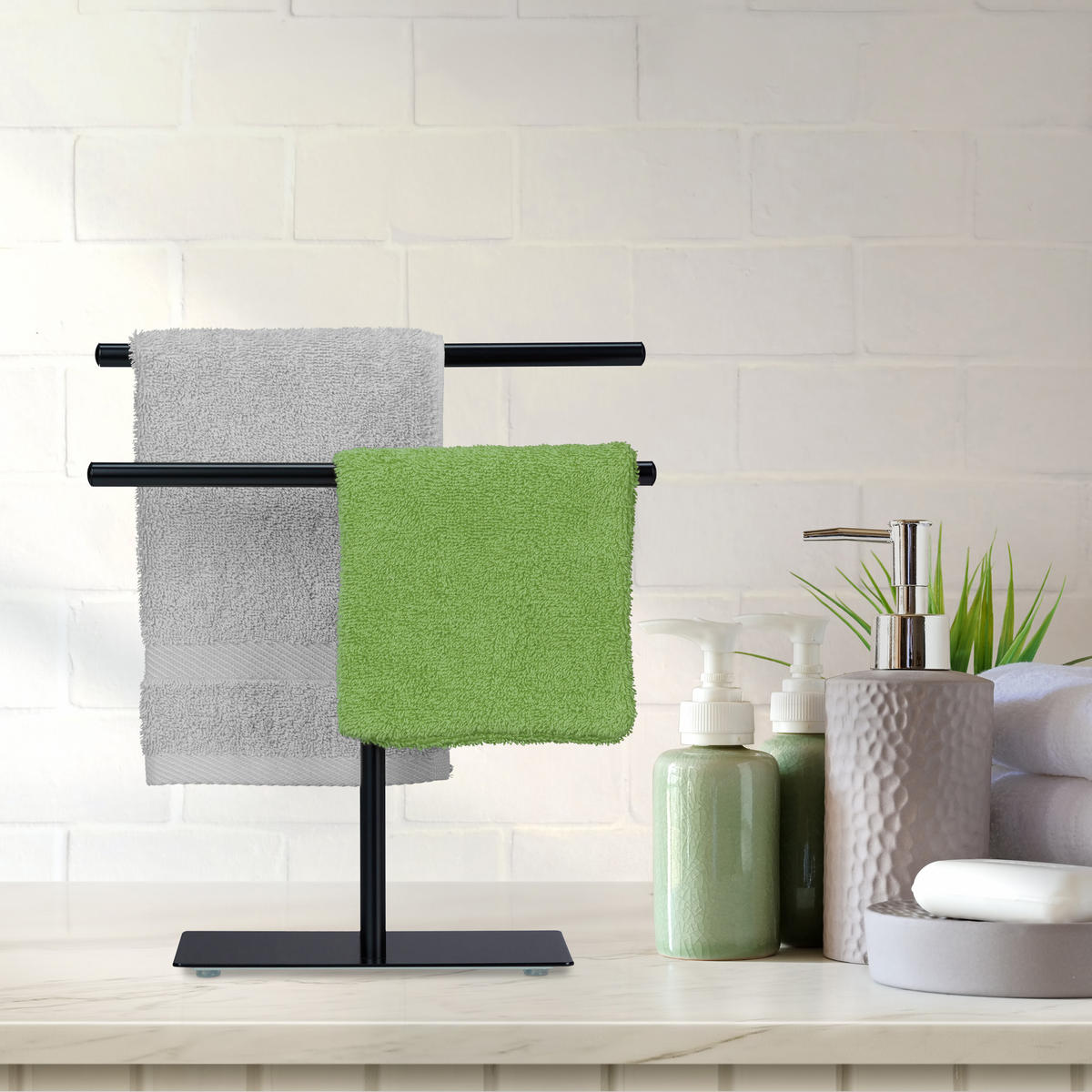HANDTUCHSTÄNDER - Schwarz, Metall (28.5/32/12cm) - Relaxdays