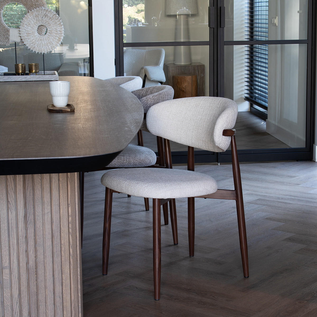 ESSZIMMERSTUHL 2er Set aus Stoff, beige - Beige, Textil (52/77/56cm) - Giga Meubel