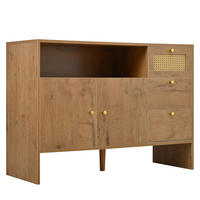 SIDEBOARD holzoptik & rattan mit 3 schubladen & 2 türen - Naturfarben, Holzwerkstoff (105/76/40cm) - Urban Meuble