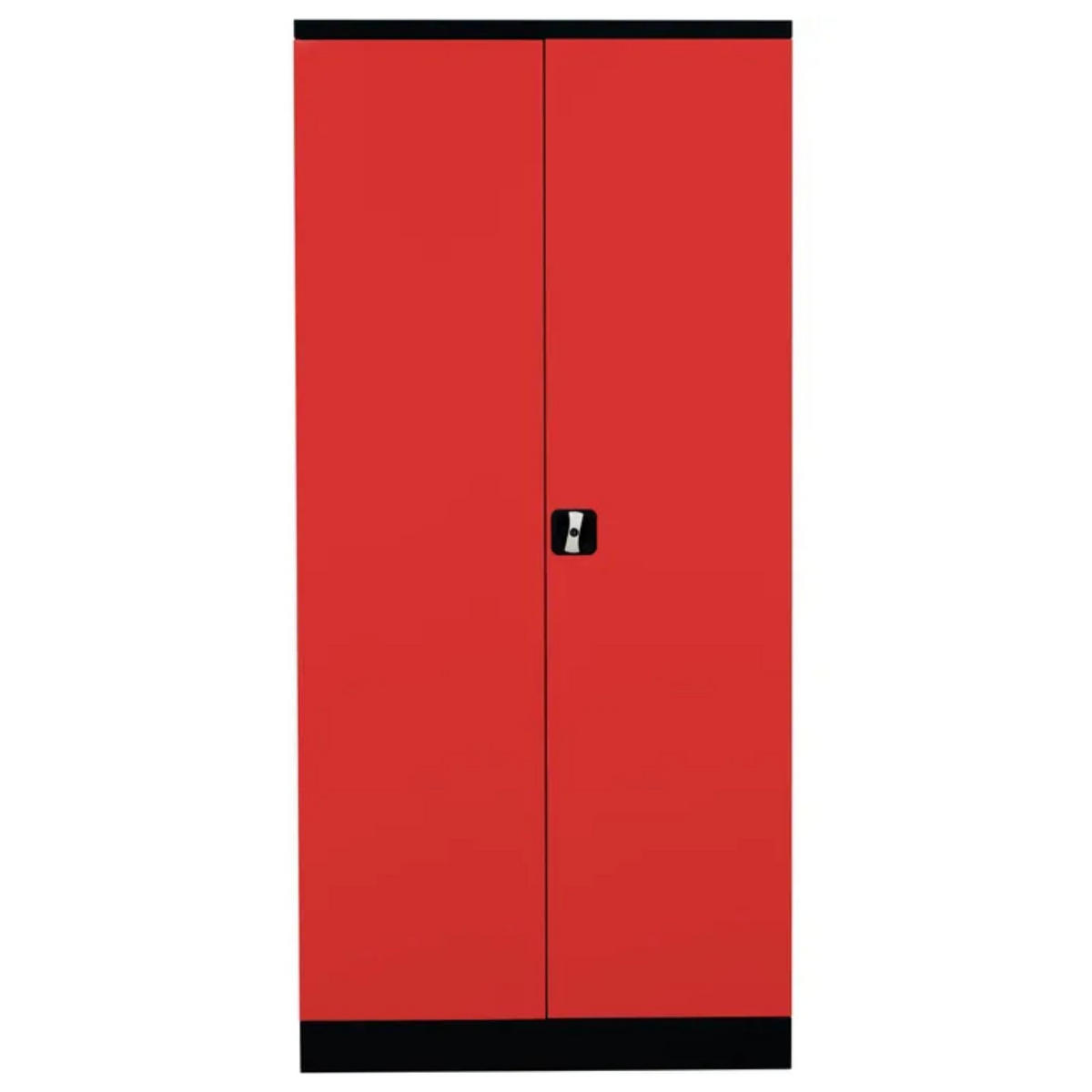 STAHLSCHRANK Bee mit 5 lackierten Fachböden 195x92x60 cm Korpusfarbe Schwarz Frontfarbe Feuerrot - Rot, Metall (92/195/60cm)