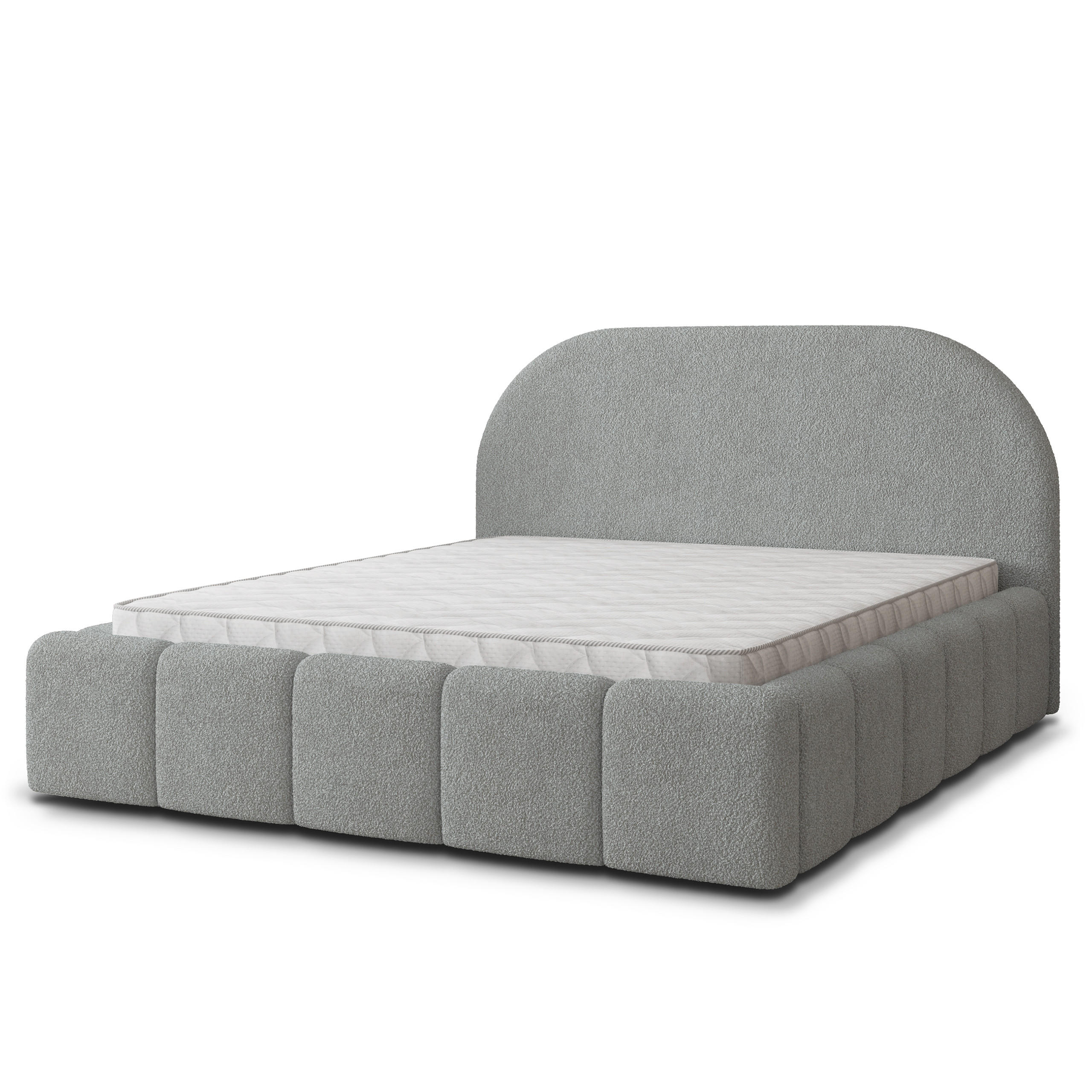 POLSTERBETT FLUSSO 140x200 cm mit Bettkästen - Hellgrau - Hellgrau, Holz (140/200cm) - MASSENO