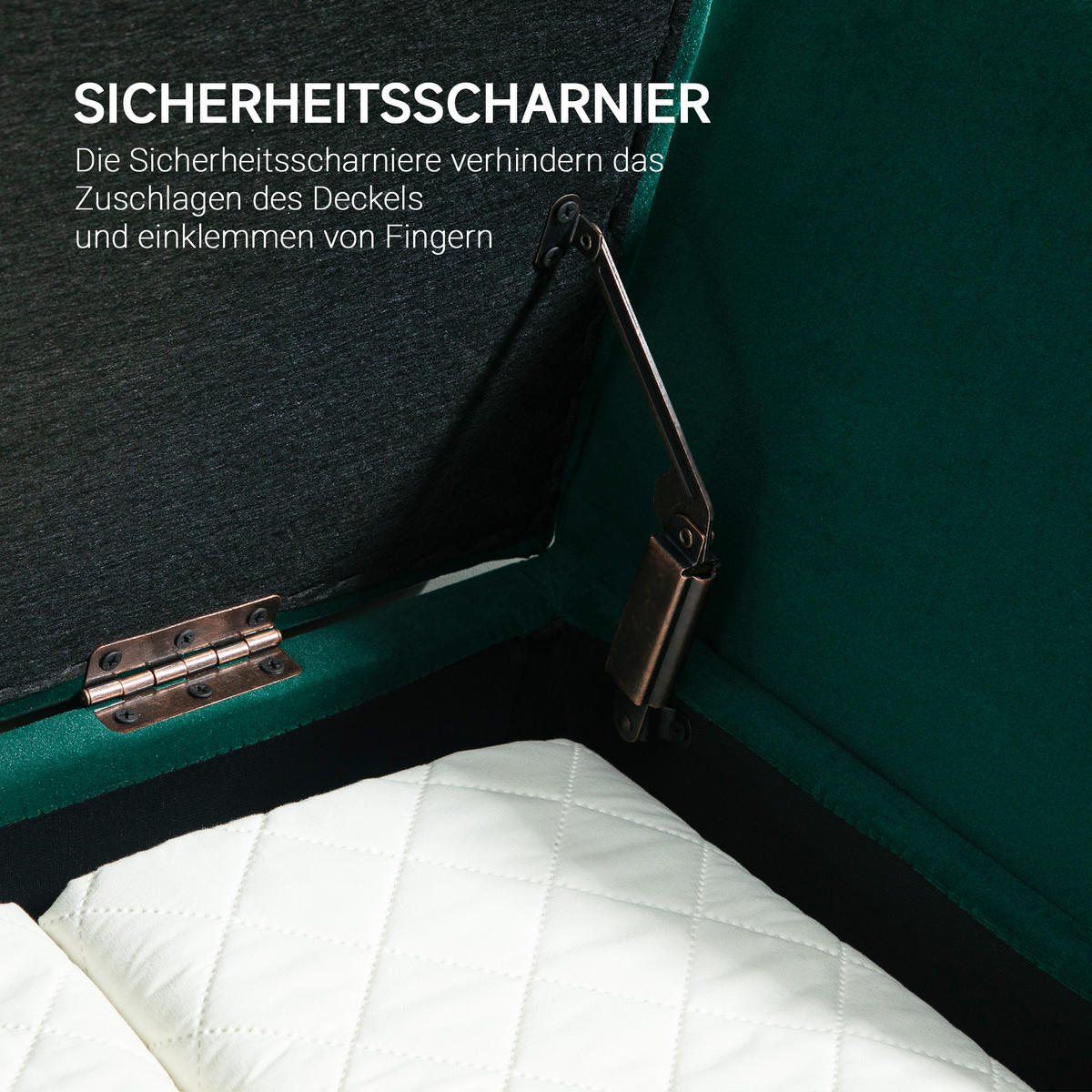 LUXUS Sitzbank Polsterbank mit Stauraum Armlehnen Polyester Holz Grün - Grün, Kunststoff (42/65/107cm) - HOMCOM