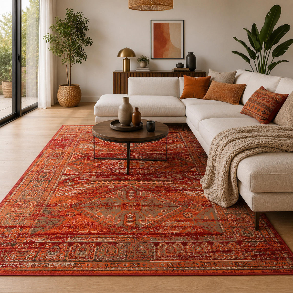 DESIGNER TEPPICH POP-VINTAGE ORIENT BORDÜRE - Terracotta, Textil (140/200cm) - Pergamon