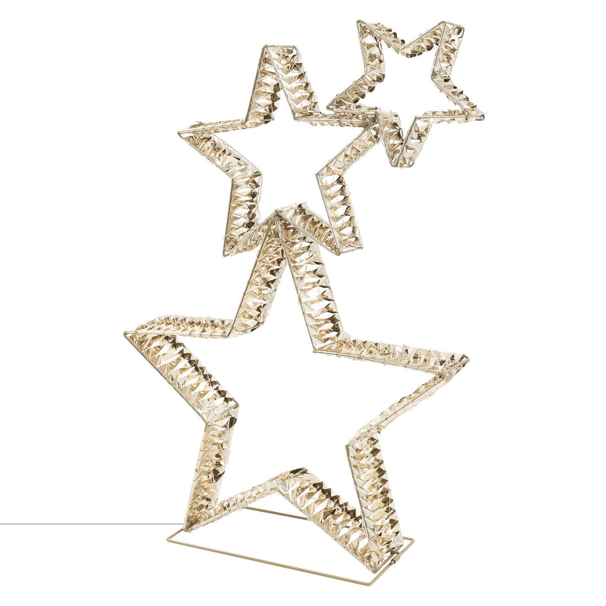 3X DEKO WEIHNACHTSSTERNE übereinander 80cm 350 LED Warmweiß Gold - Goldfarben, Metall (50/80/16.5cm) - ECD-Germany
