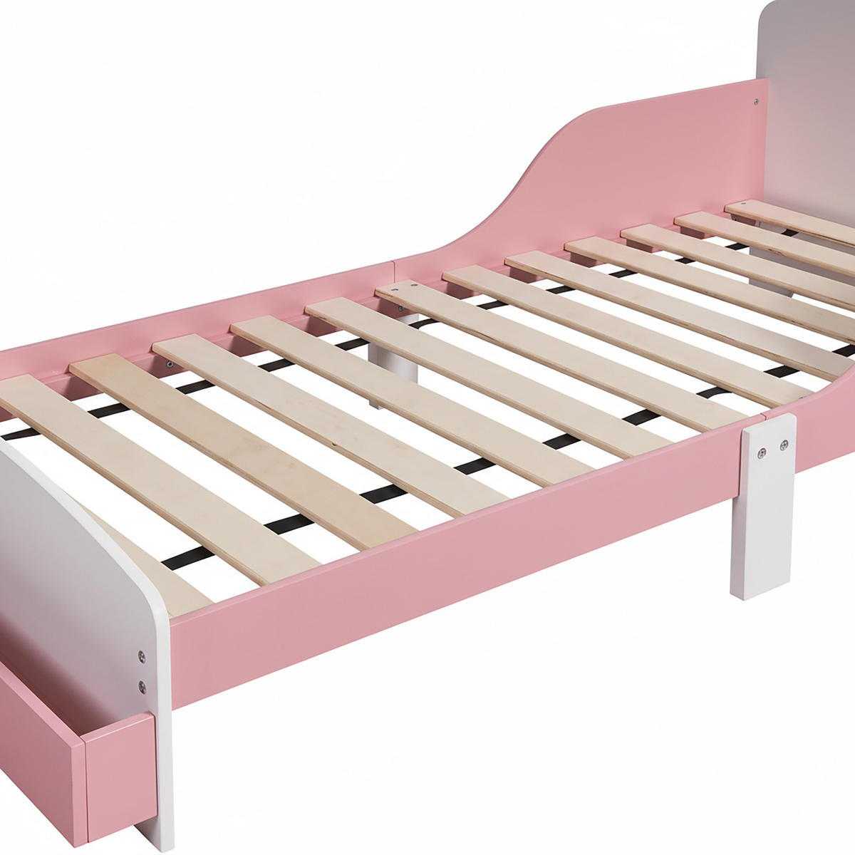 KINDERBETT Rosa Weiß Rausfallschutz 70x140 cm - Rosa, Holz/Holzwerkstoff - Relaxdays