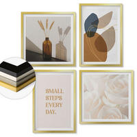 WANDBILDER 4er Set - 50x50 cm & 40x60 cm Goldrahmen - Abstrakte Formen Akzente - Goldfarben, Kunststoff (50/50cm) - ArtPrintCave