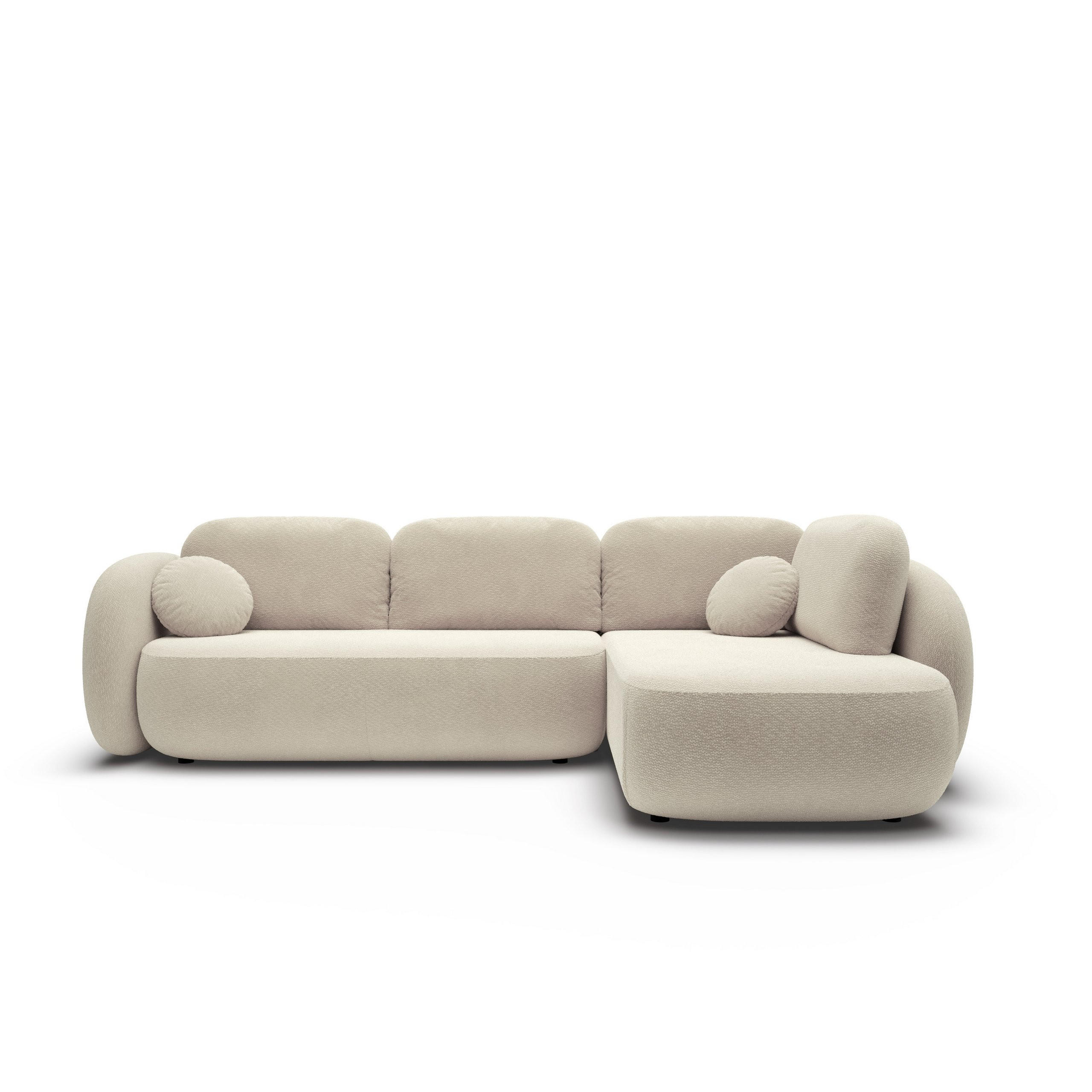 ECKSOFA AMICO II R-S Beige Geflochtener Stoff mit Schlaffunktion - Beige, Holz (289/190cm) - MASSENO
