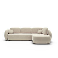 ECKSOFA AMICO II R-S Beige Geflochtener Stoff mit Schlaffunktion - Beige, Holz (289/190cm) - MASSENO