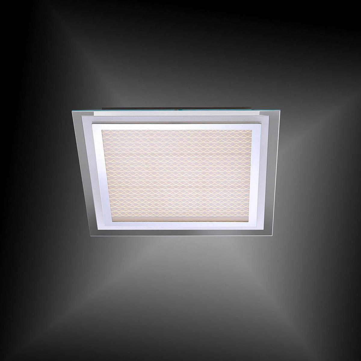 LED DECKENLEUCHTE Aluminium Chrom Silber - Silberfarben, Glas (44.5/44.5/8cm)