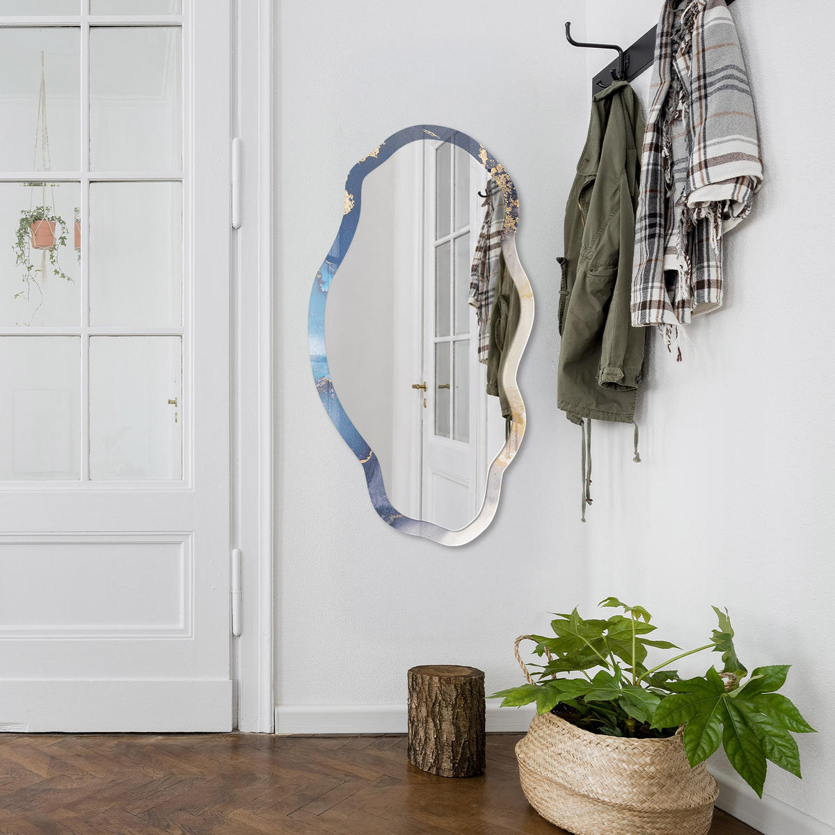 SPIEGEL 90x45 cm asymmetrisch mit Druck - Abstraktionsflecken - Transparent, Glas (45/90/0.4cm) - TULUP