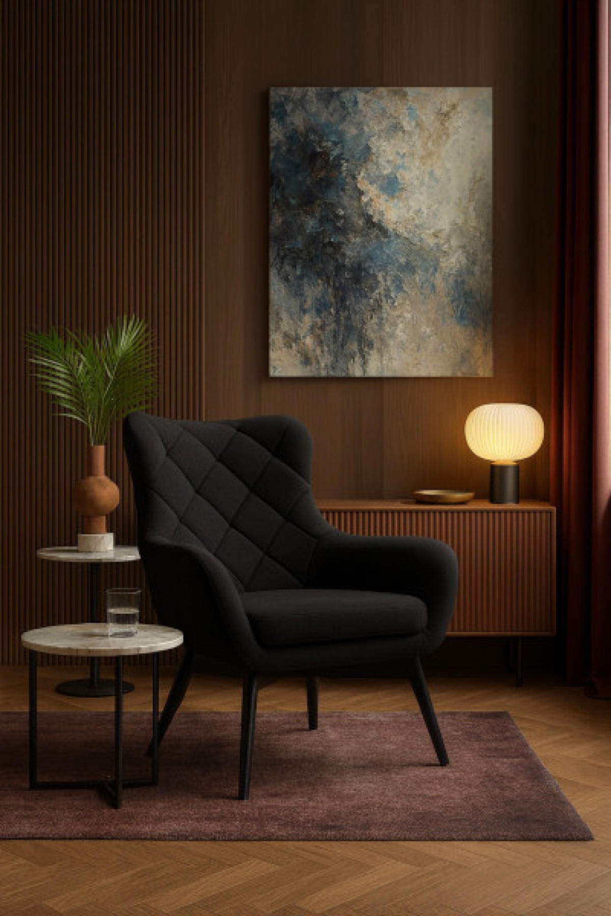 SESSEL Schwarz LISA CARO Auf Holzbeinen - Schwarz, Textil (88/108/88cm) - Sepro Meble