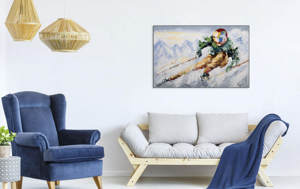 ACRYLBILD HANDGEMALT 90/60 cm - Blau/Multicolor, Holz/Textil (90/60cm) - KUNSTLOFT