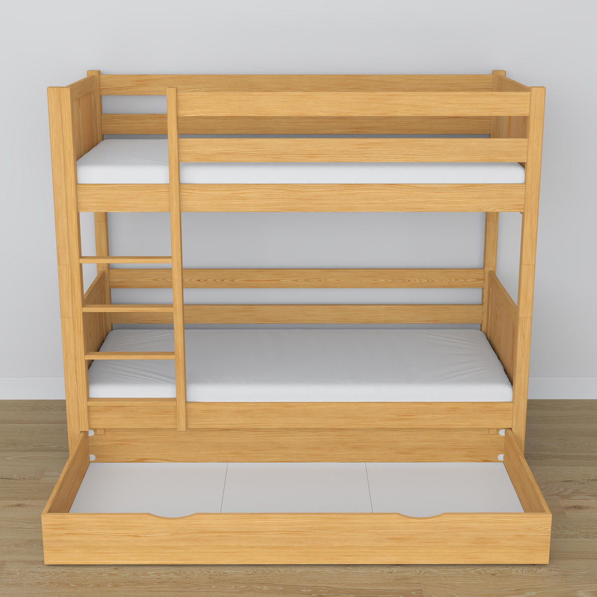 ETAGENBETT N02 mit Schublade Naturkiefer 120/190 - Hellbraun, Naturmaterialien/Holz (120/190cm) - N-Wood