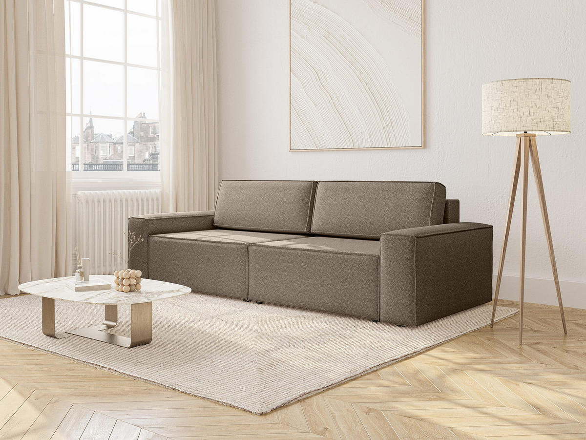SOFA Lummo Mi mit Schlaffunktion, Braun - Braun, Textil (246/70/185cm) - Fedve