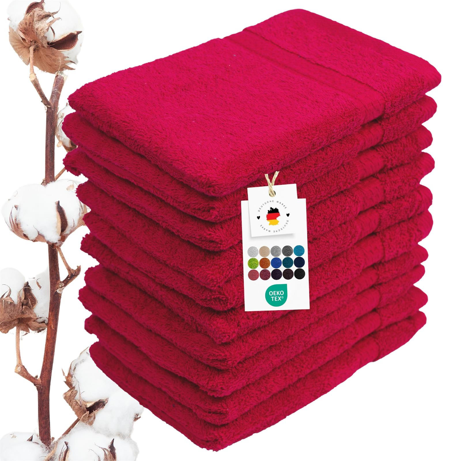 WASCHLAPPEN 16x21 cm aus 100% Baumwolle 500g/m2, 10er Set Waschhandschuhe Rot - Rot, Textil (16/21cm) - Carpe Sonno