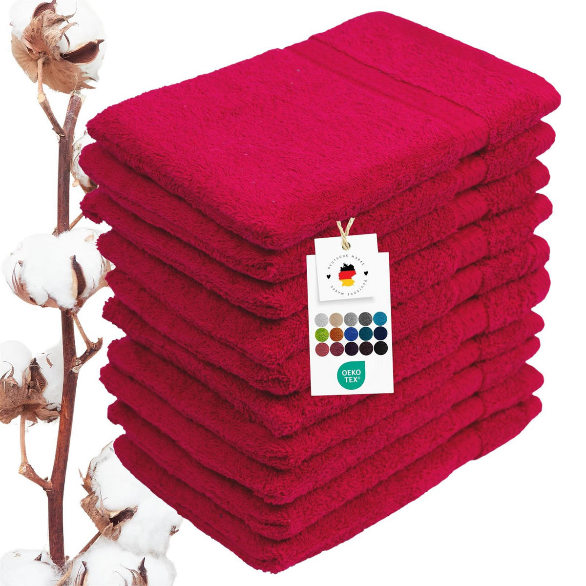 WASCHLAPPEN 16x21 cm aus 100% Baumwolle 500g/m2, 10er Set Waschhandschuhe Rot - Rot, Textil (16/21cm) - Carpe Sonno